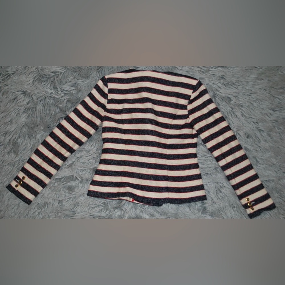 CABI Love Carol Collection 5094 Navy Red Cream Stripe Nautical Jacket 2 - Picture 4 of 4